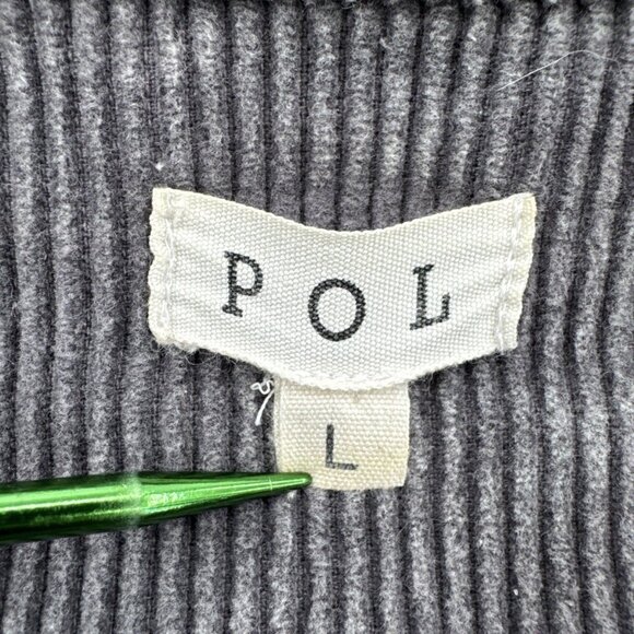 POL Distressed Corduroy Jacket Womens Large Gray Raw Frayed Oversized Crop Indie - Picture 5 of 15